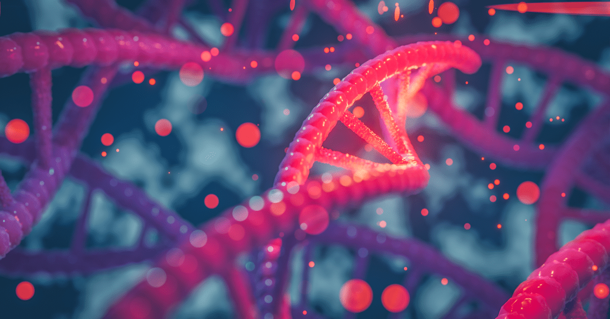 B DNA - Image of colorful right handed DNA molecule.