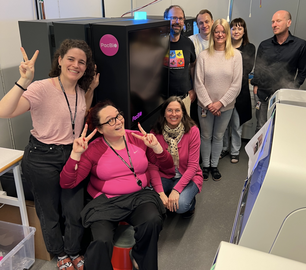 SciLifeLab NGI team with their newly installed PacBio Revio system in Uppsala, Sweden, in 2023.
