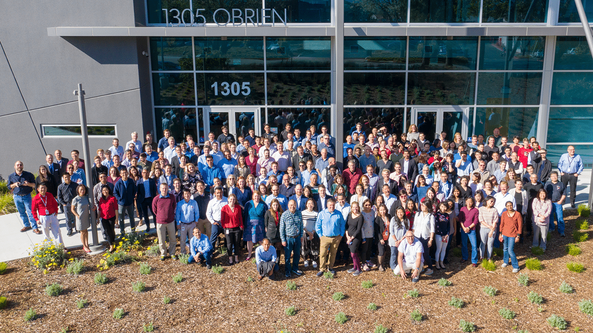 PacBio employees outside Menlo Park, CA corporate headquarters building - PacBio