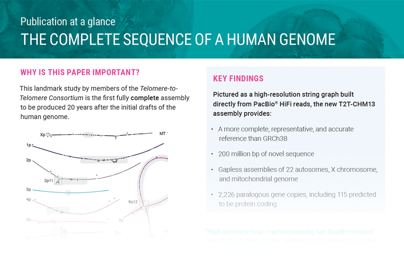Complete sequence of a human genome cover image - PacBio