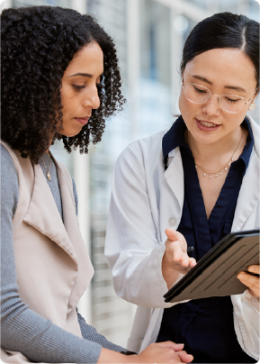 Image of two female scientists in discussion