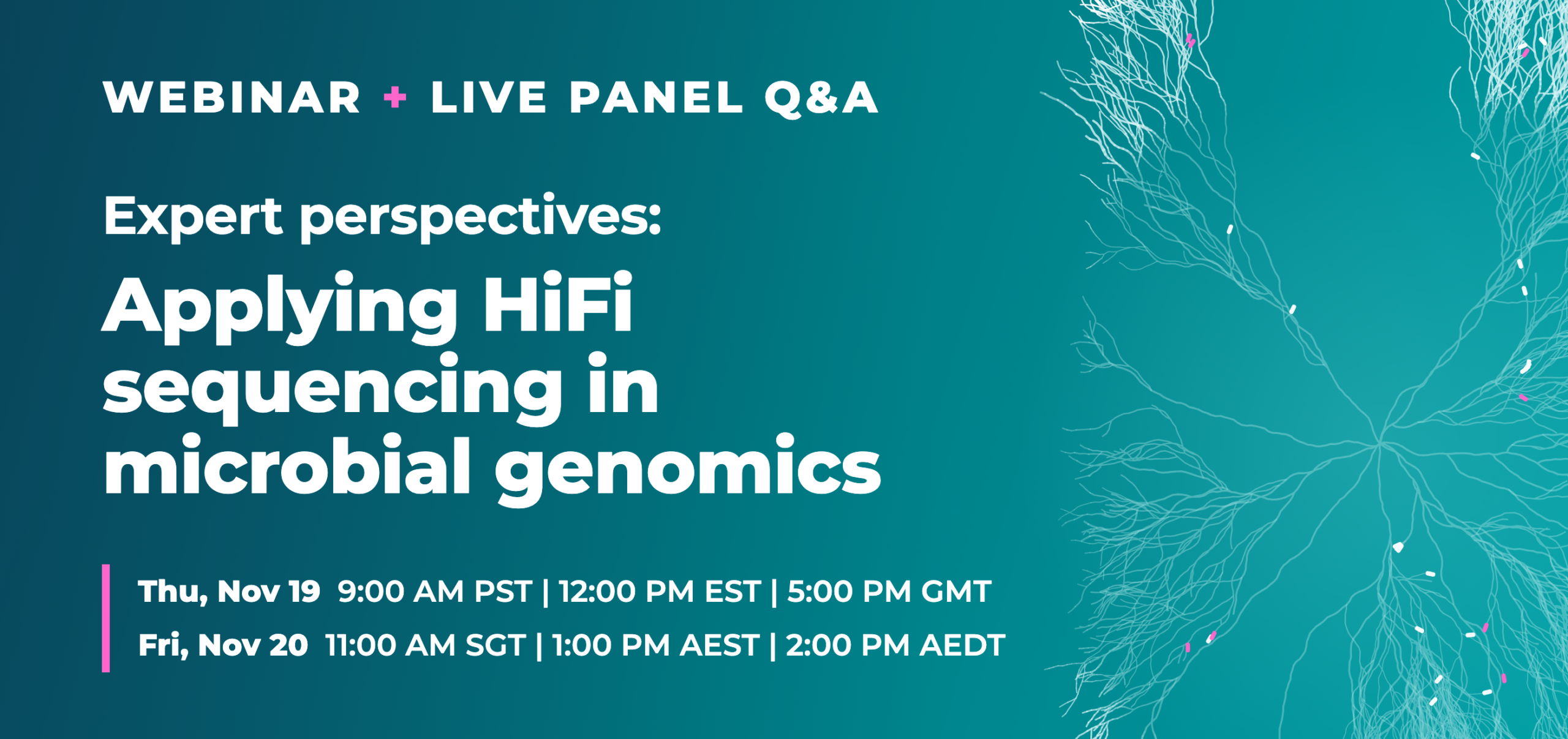 teaser card promoting November Microbial webinar Applying HiFi sequencing in microbial genomics