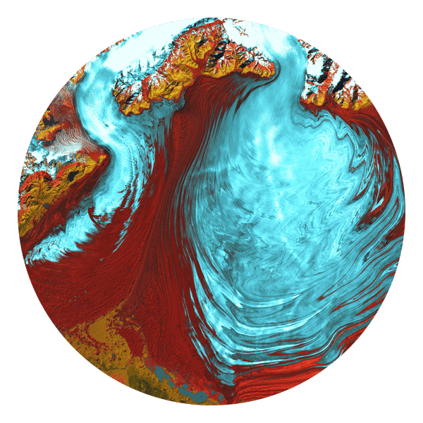 Map image of water from above, representing climate change