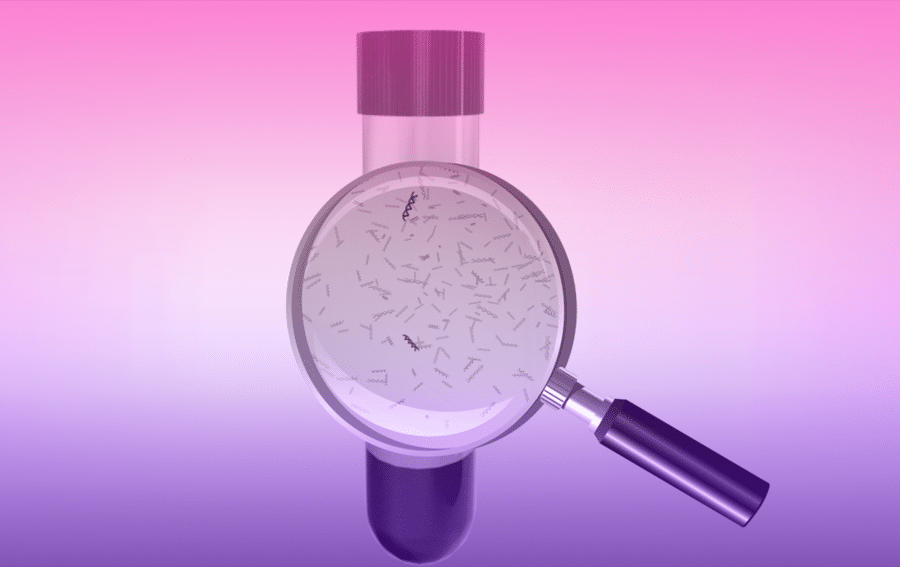 Microbial image of a magnifying glass and sample tube