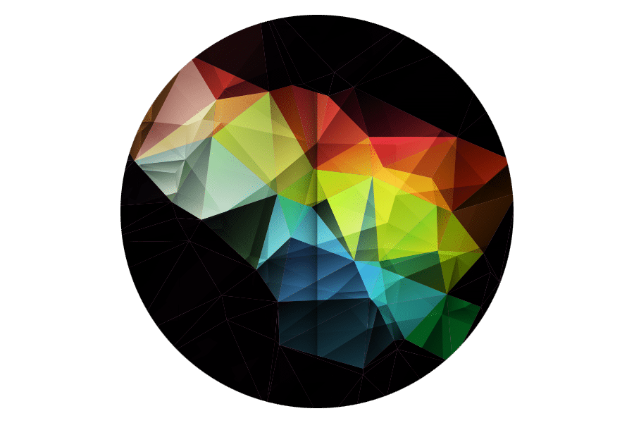 black roundel image with rainbow geometric pattern for diversity