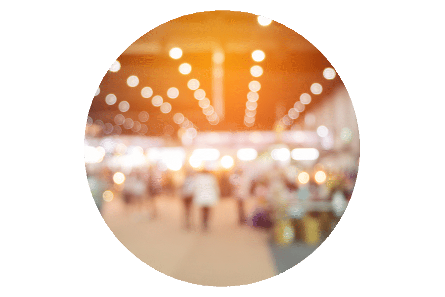 Roundel blurred stock image of tradeshow floor for Events