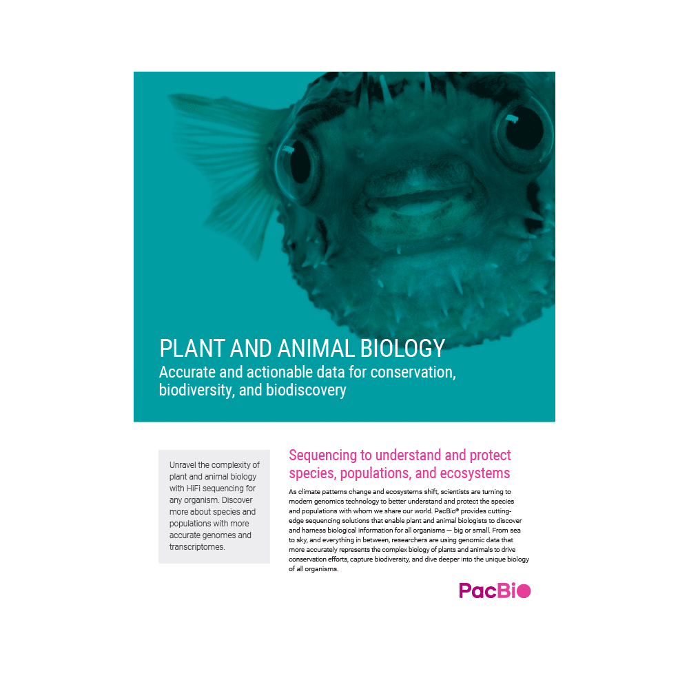 Roundel image thumbnail of Brochure: Plant + animal biology cover image - PacBio